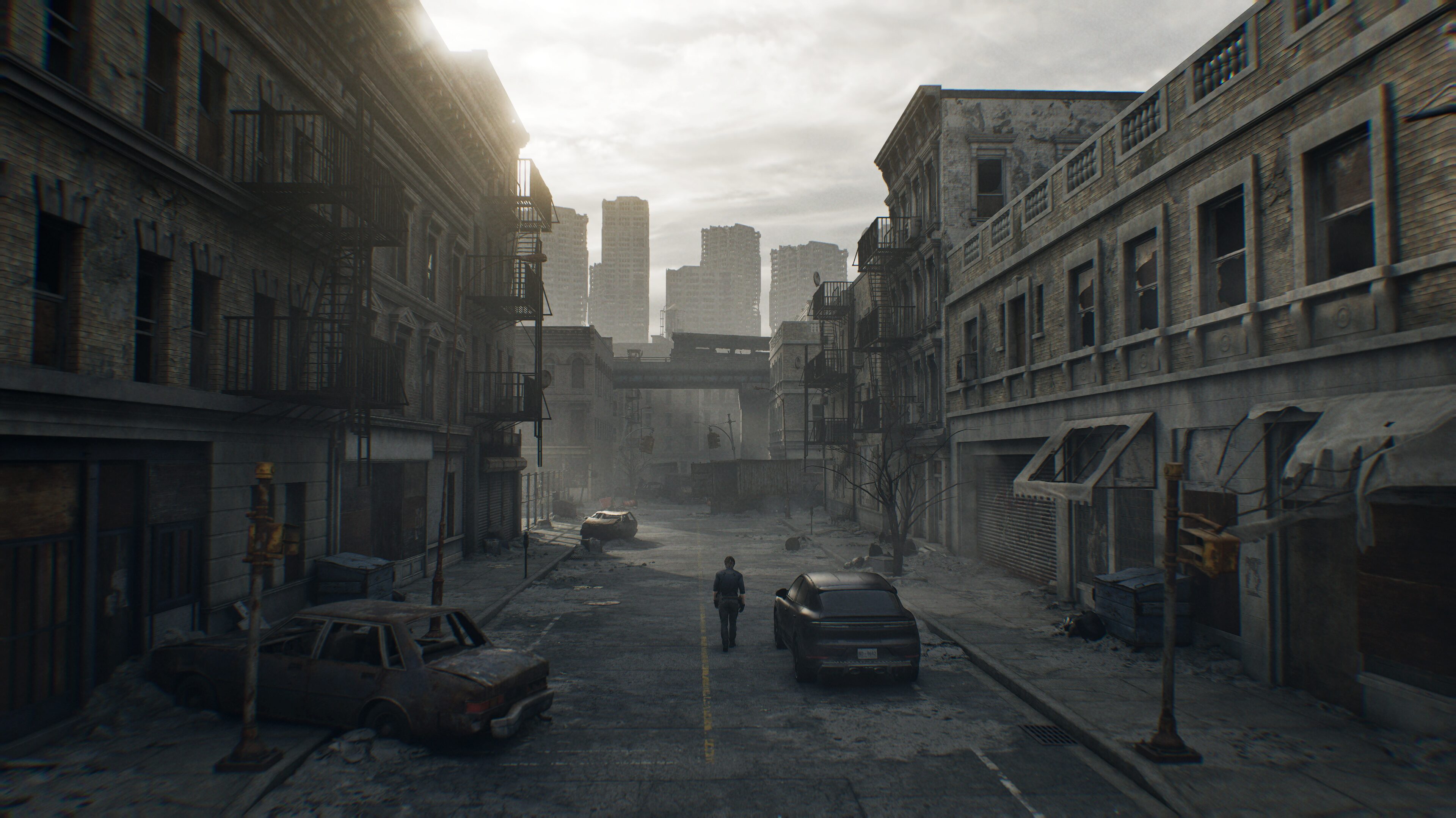 Raccoon City streets at night in RE9